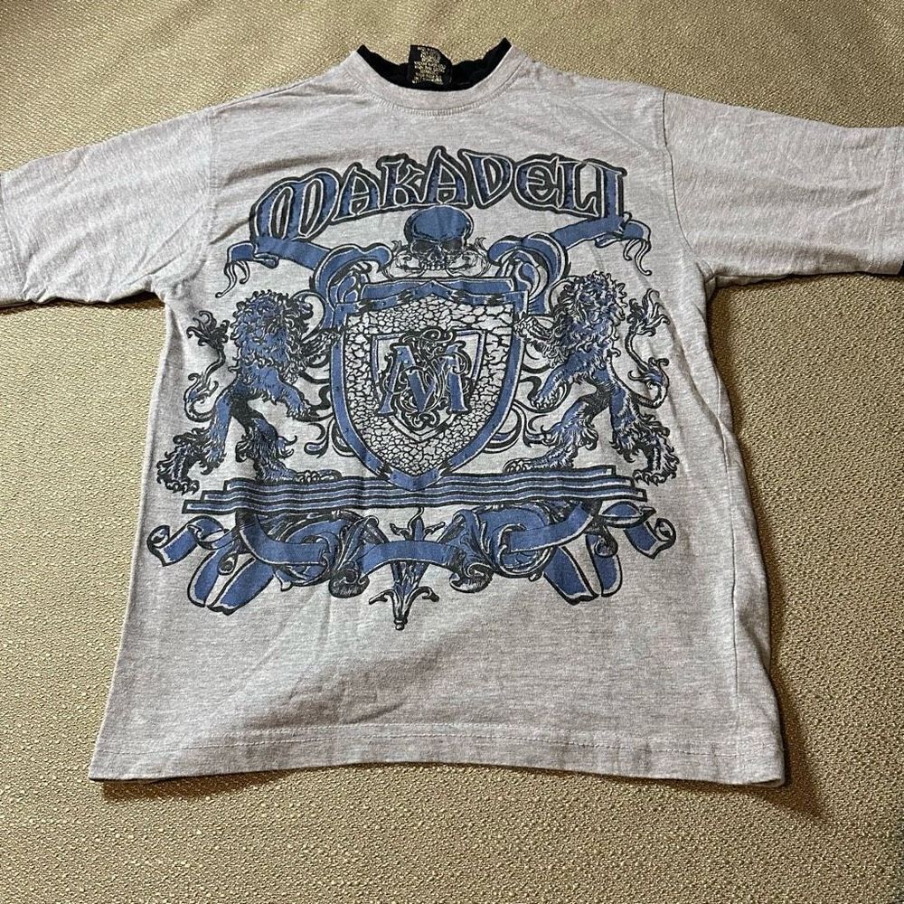 Vintage Tupac Makaveli Boys Youth Graphic T Shirt size Large 12 Blue and Gray
